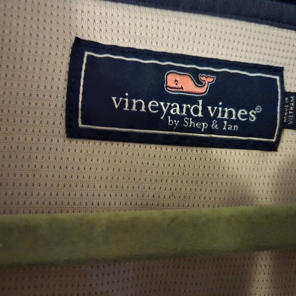 vineyard vines men's 2xb Big blue white Colorblock Harbor Quarter snap fleece - Picture 3 of 9